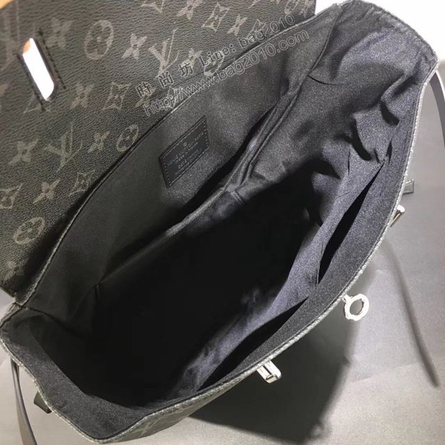 LV包 lv男包 M44052 路易威登Steamer手袋 lv黑花配皮男背包  ydh3388